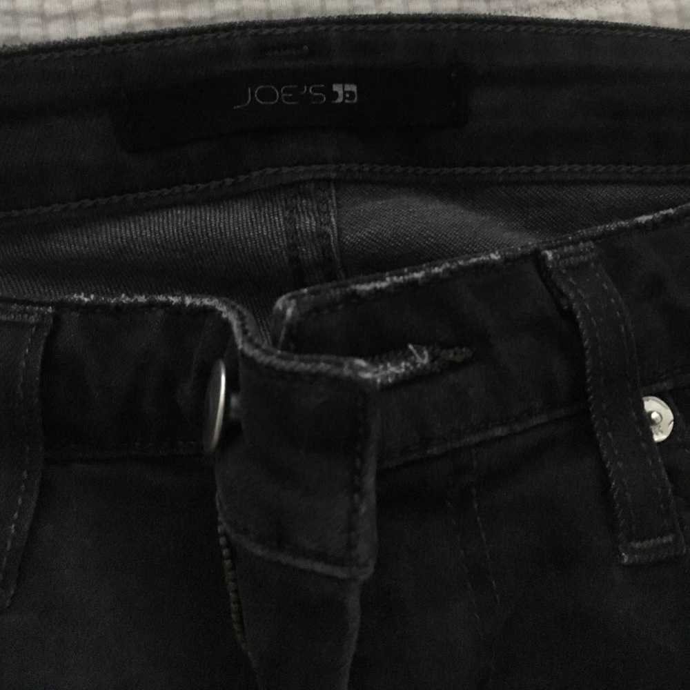 Joe’s distressed dark wash skinny ankle jeans